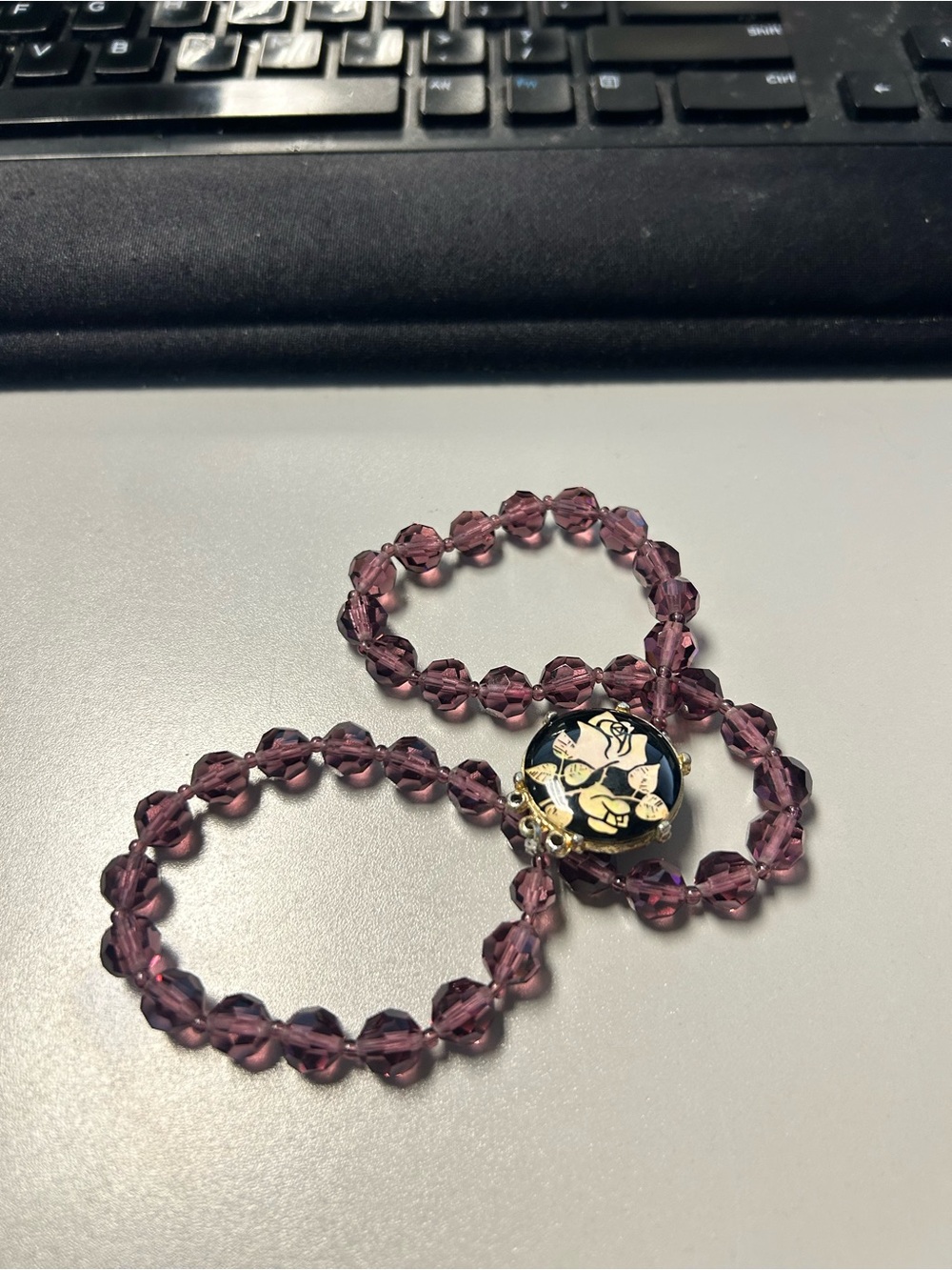Vintage Purple Amethyst color Bead 8mm Necklace